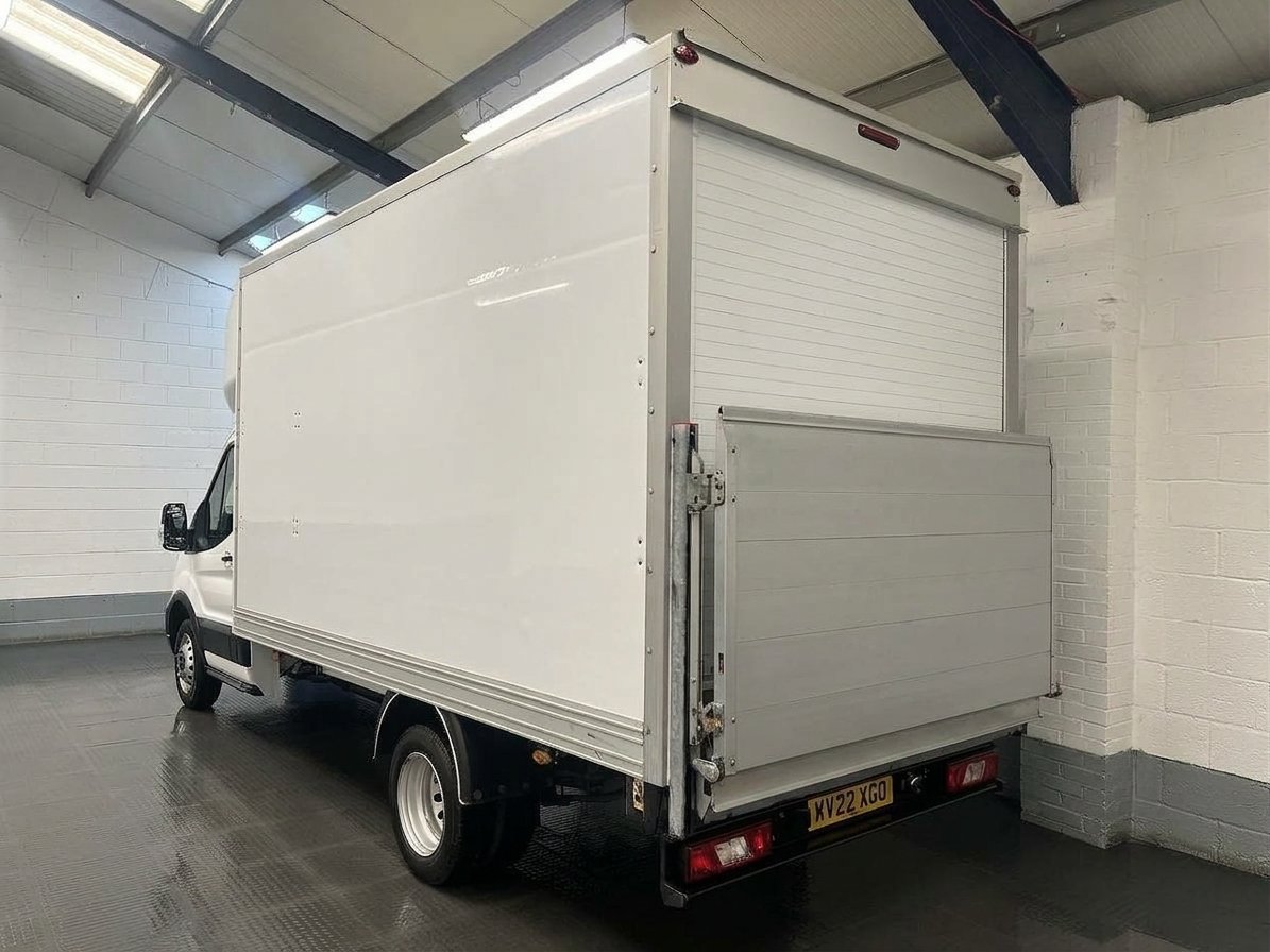 2022 Ford Transit Luton Box Van — rear three-quarter view