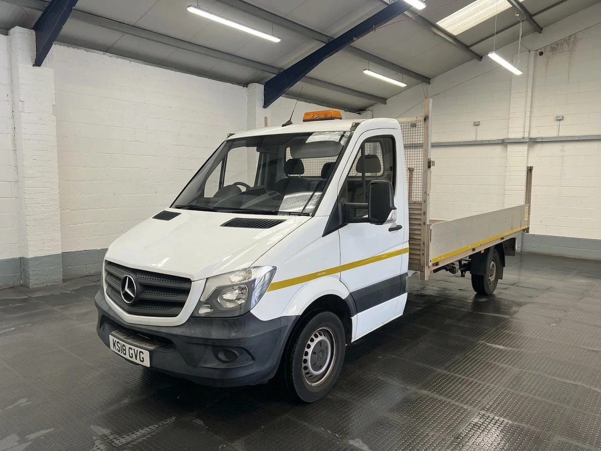 2018 Mercedes-Benz Sprinter Dropside Van — front three-quarter view